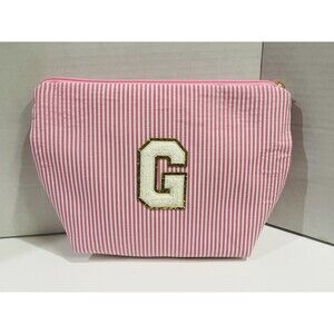 Initial Makeup Bag for Women - Monogram Cute Pink Makeup Bags Cosmetic